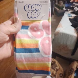 Blow Pop Striped Socks with Pink Paw Print